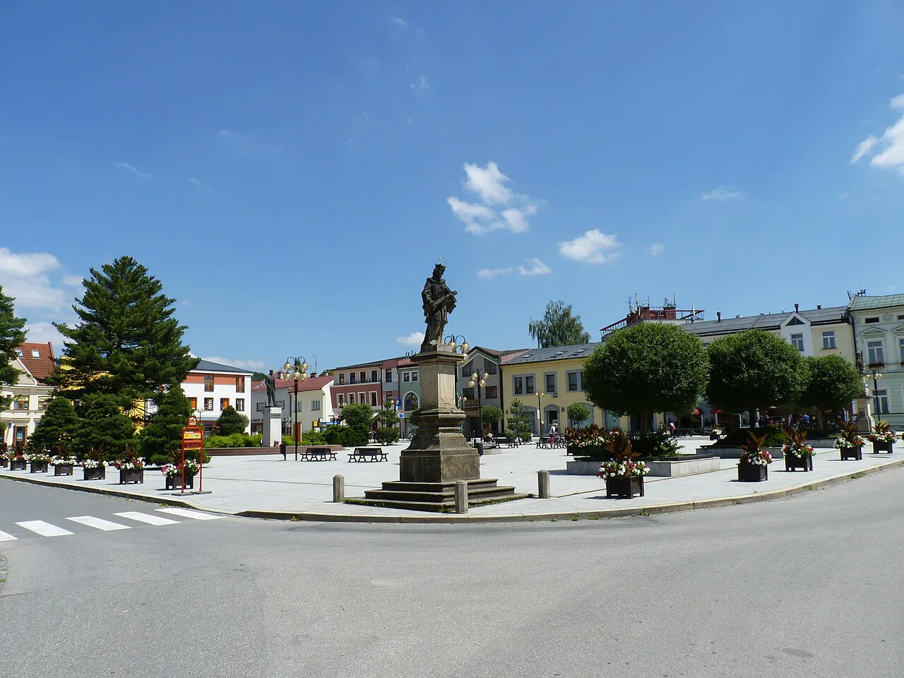 The main square in Rožnov pod Radhoštěm.
