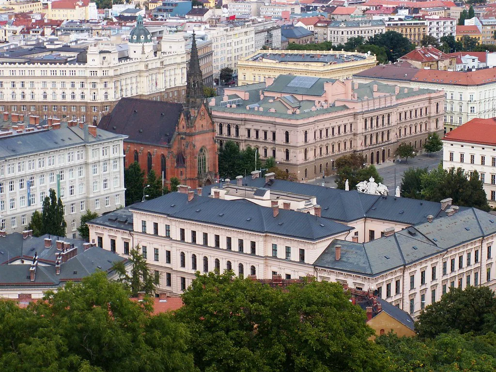 Brno rooftops with the Cathedral of St. Peter and Paul