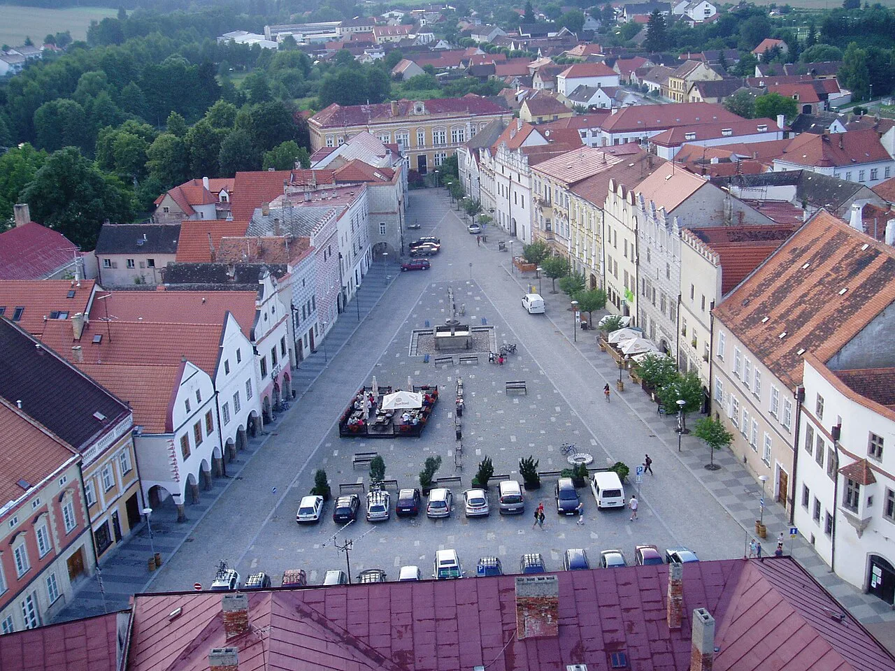 Slavonice town square seen from the tower