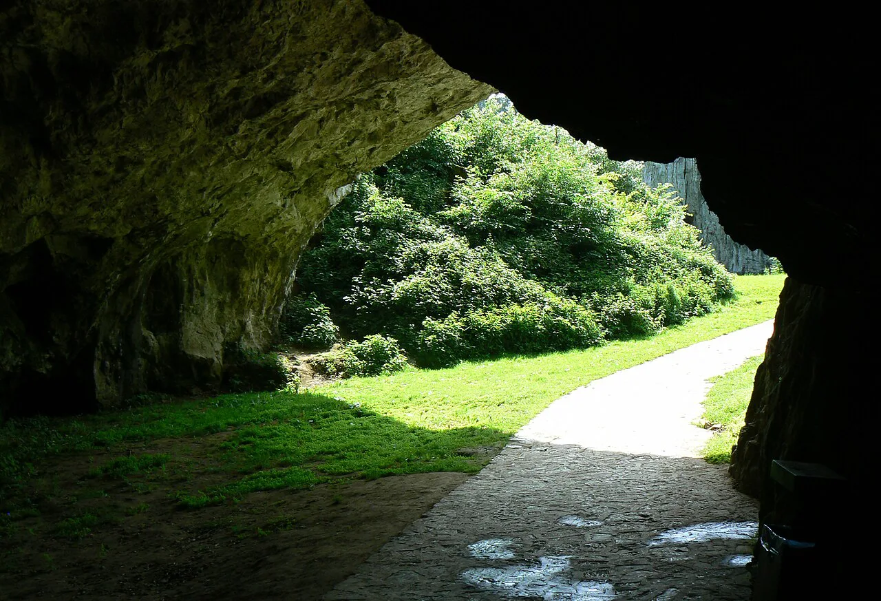 Looking out from the mouth of the Sloup-Šošůvka Caves.