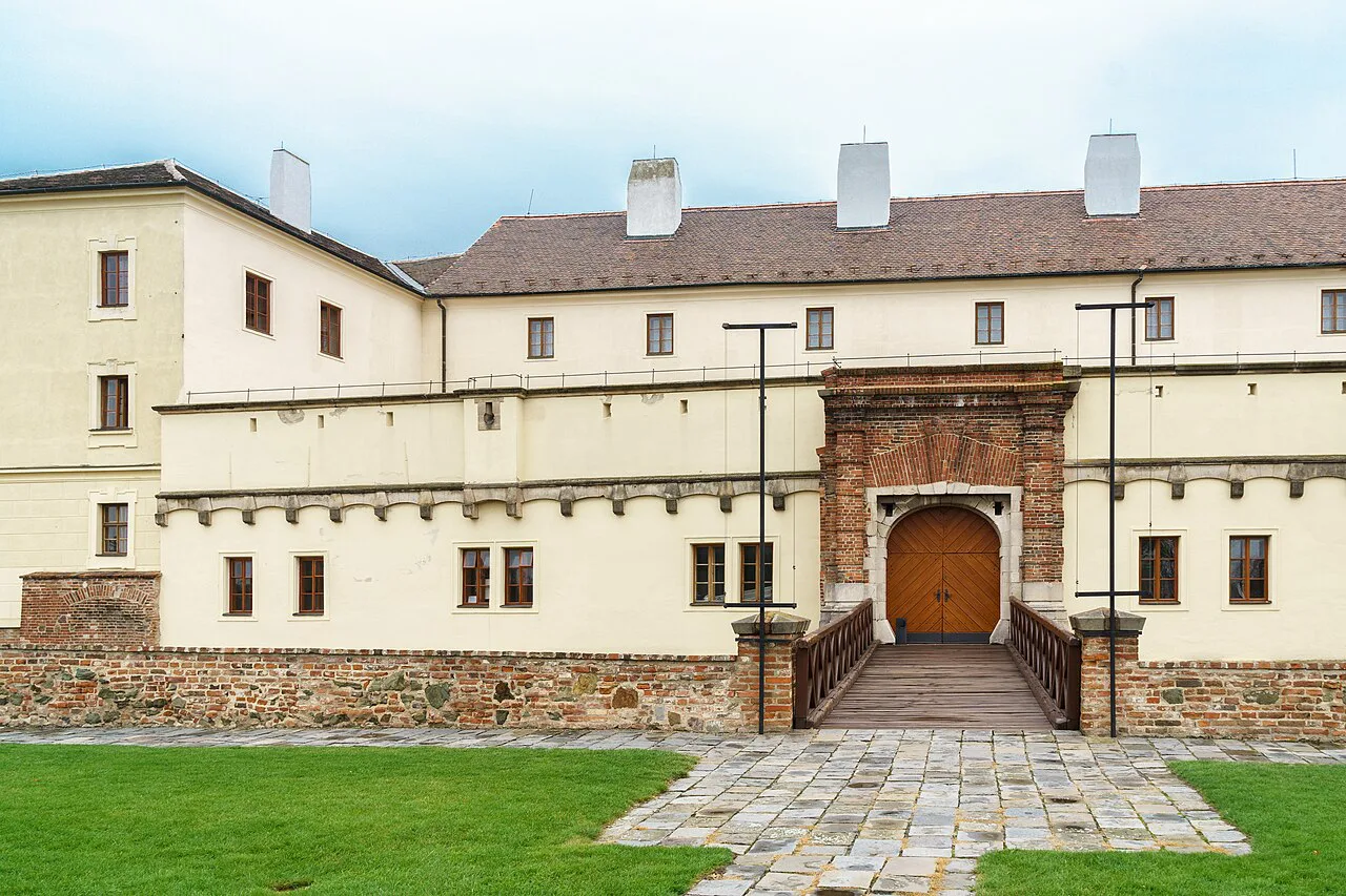 The entrance gate and courtyard of Špilberk Castle, Brno.