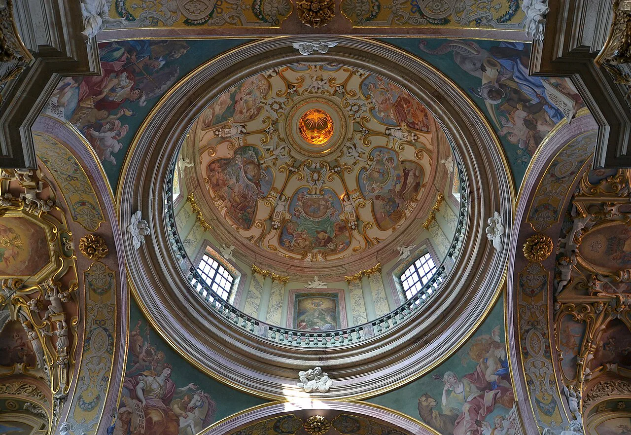 The painted dome of the Basilica of the Visitation of the Virgin Mary, Svatý Kopeček.