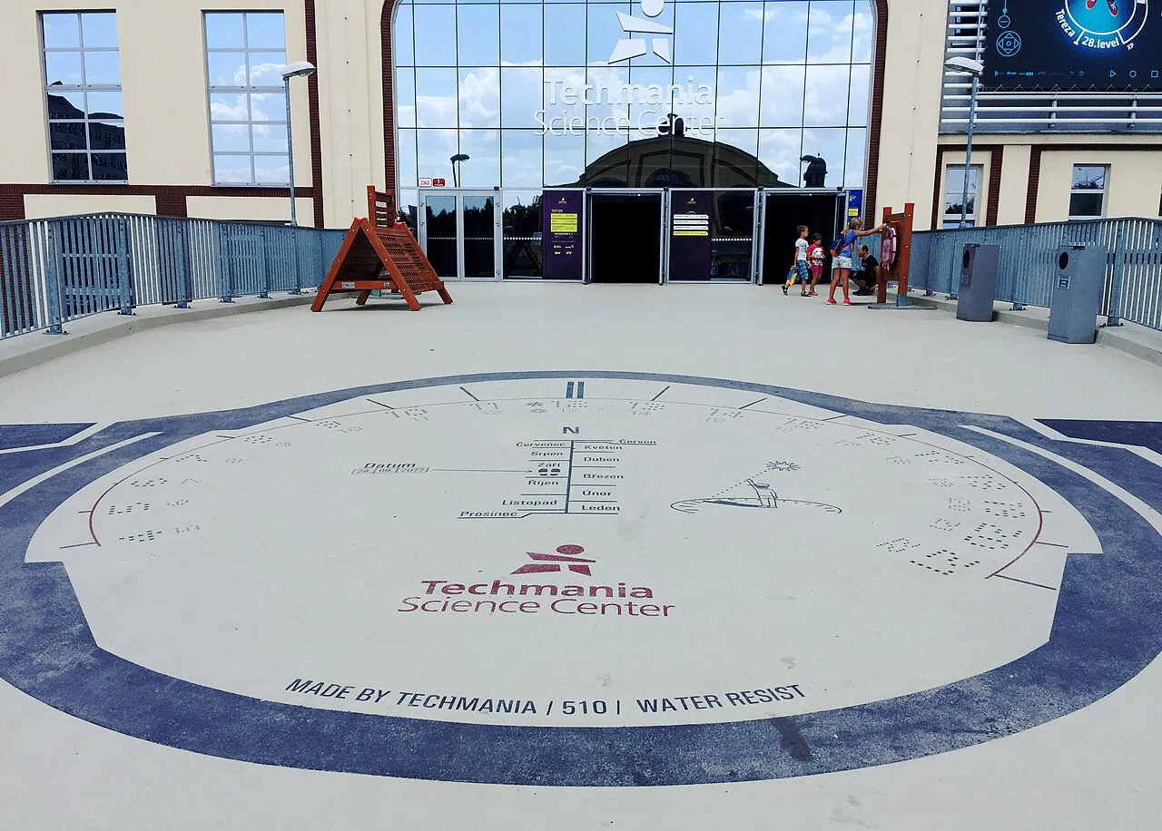 The sundial in front of Techmania Science Center, Plzeň.