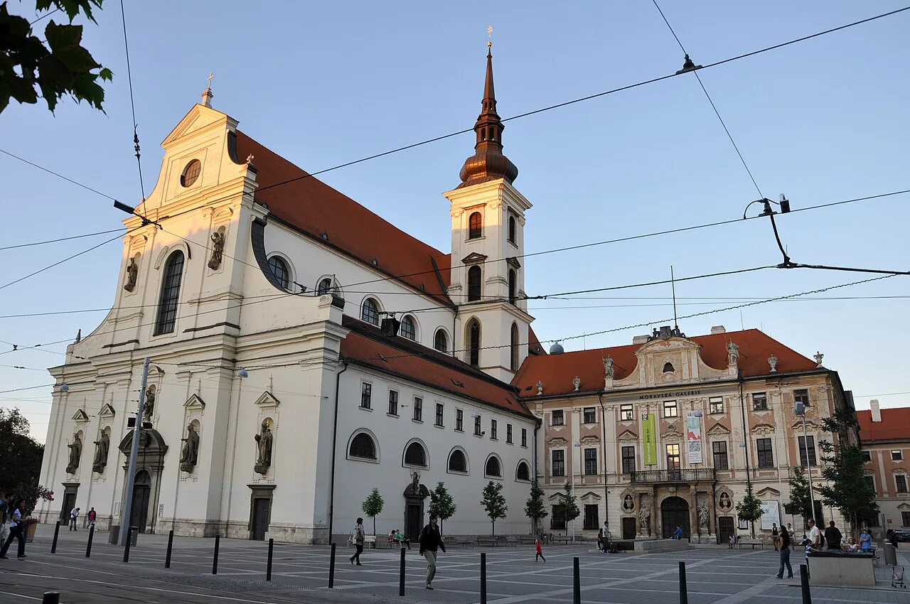 The Church of St. Thomas and the Governor's Palace, a Moravian Gallery building, in Brno.