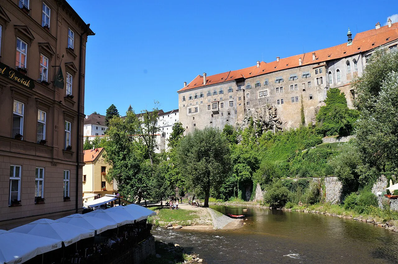 Český Krumlov Castle above the Vltava River.