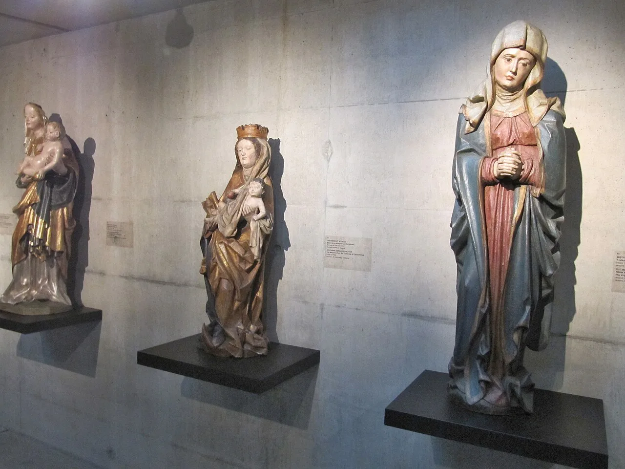 Gothic Madonna statues on display in the Archdiocesan Museum, Olomouc.