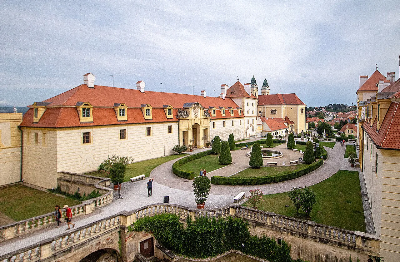 The courtyard garden of Valtice Castle.