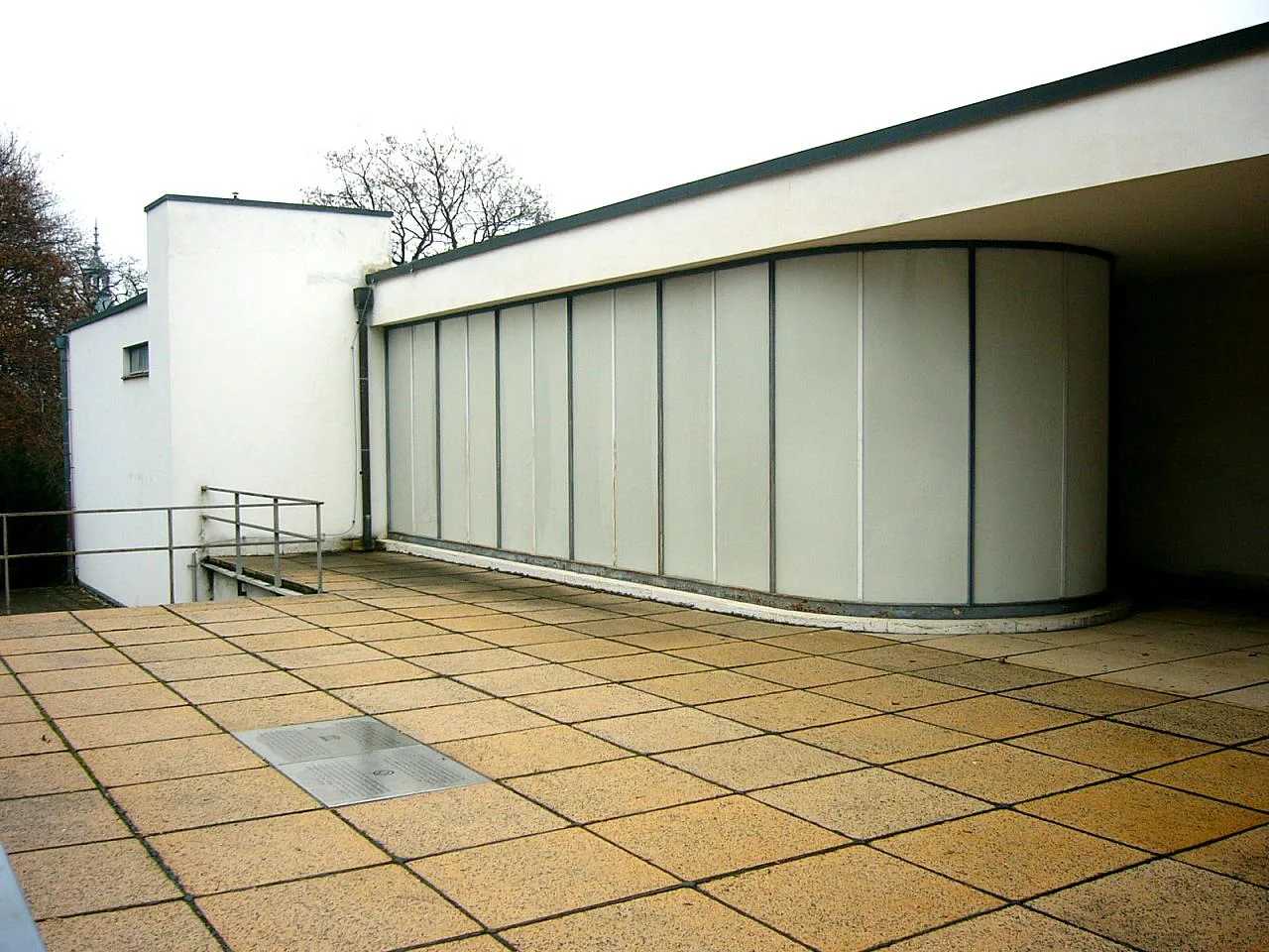The paved upper terrace of Villa Tugendhat, Brno.