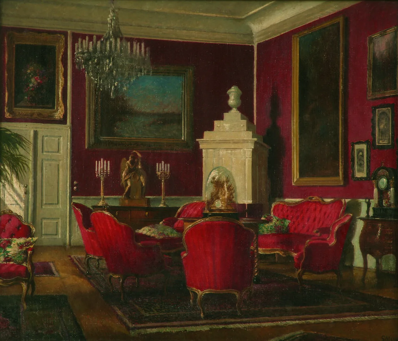 The English Salon inside Zelená Hora Castle.
