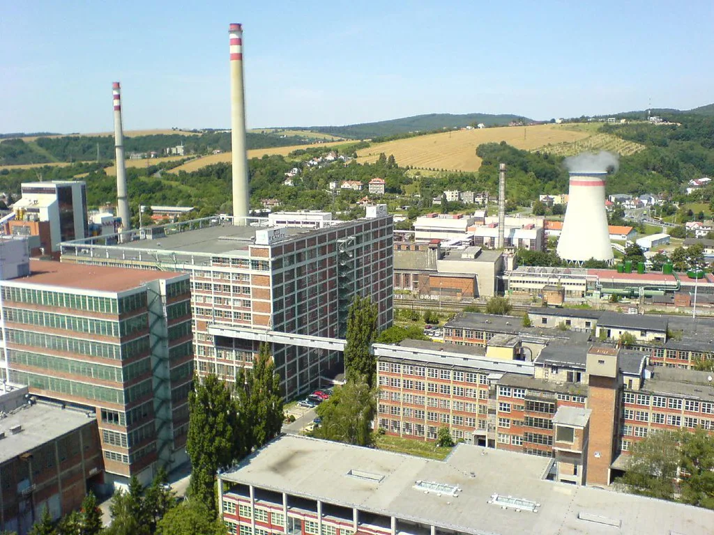 Baťa factory buildings in Zlín seen from above